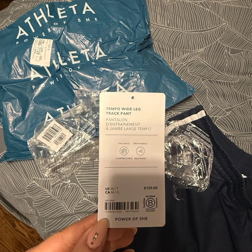 Athleta Tempo Mid Rise Wide Leg Track Pants Medium Tall - Picture 8 of 10